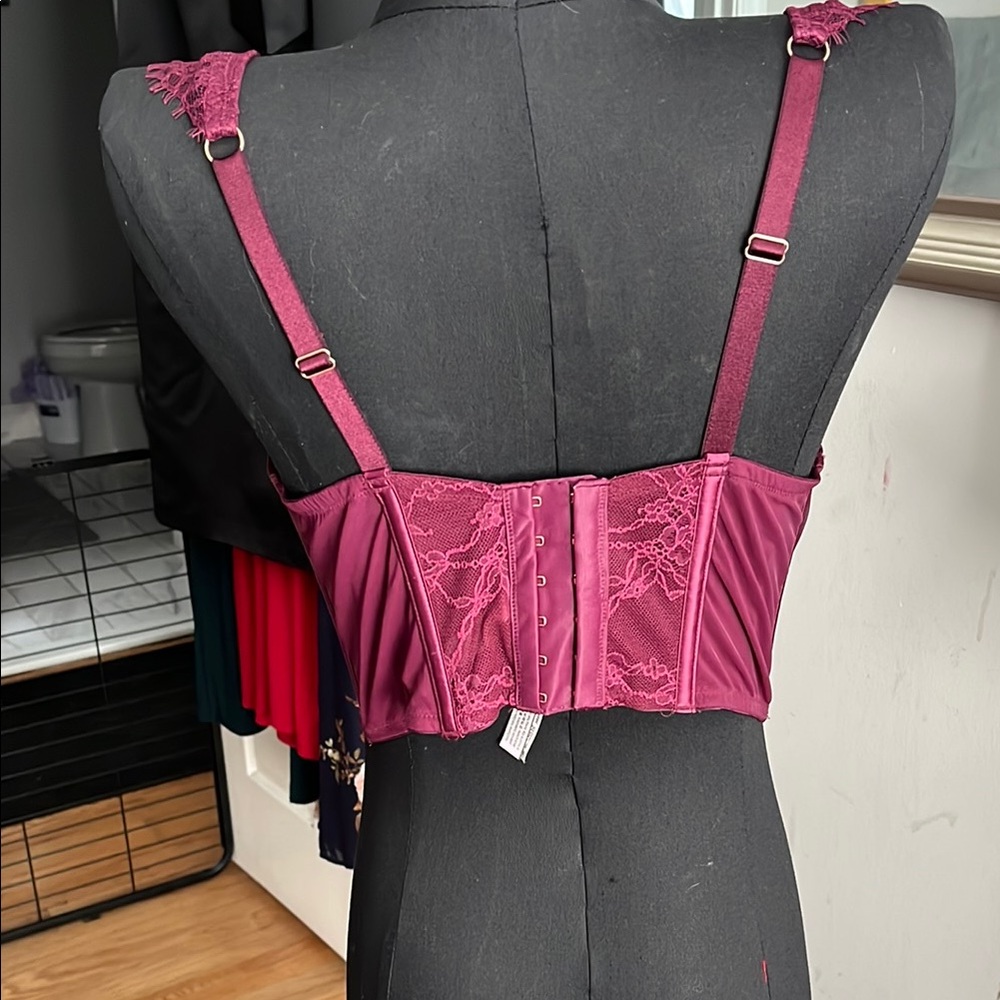 Victoria's Secret Burgundy Lace Corset Bra - Picture 2 of 3